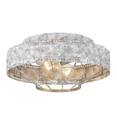 Ferris 2-light Flush Mount in Oyster, alternate view - Golden Lighting