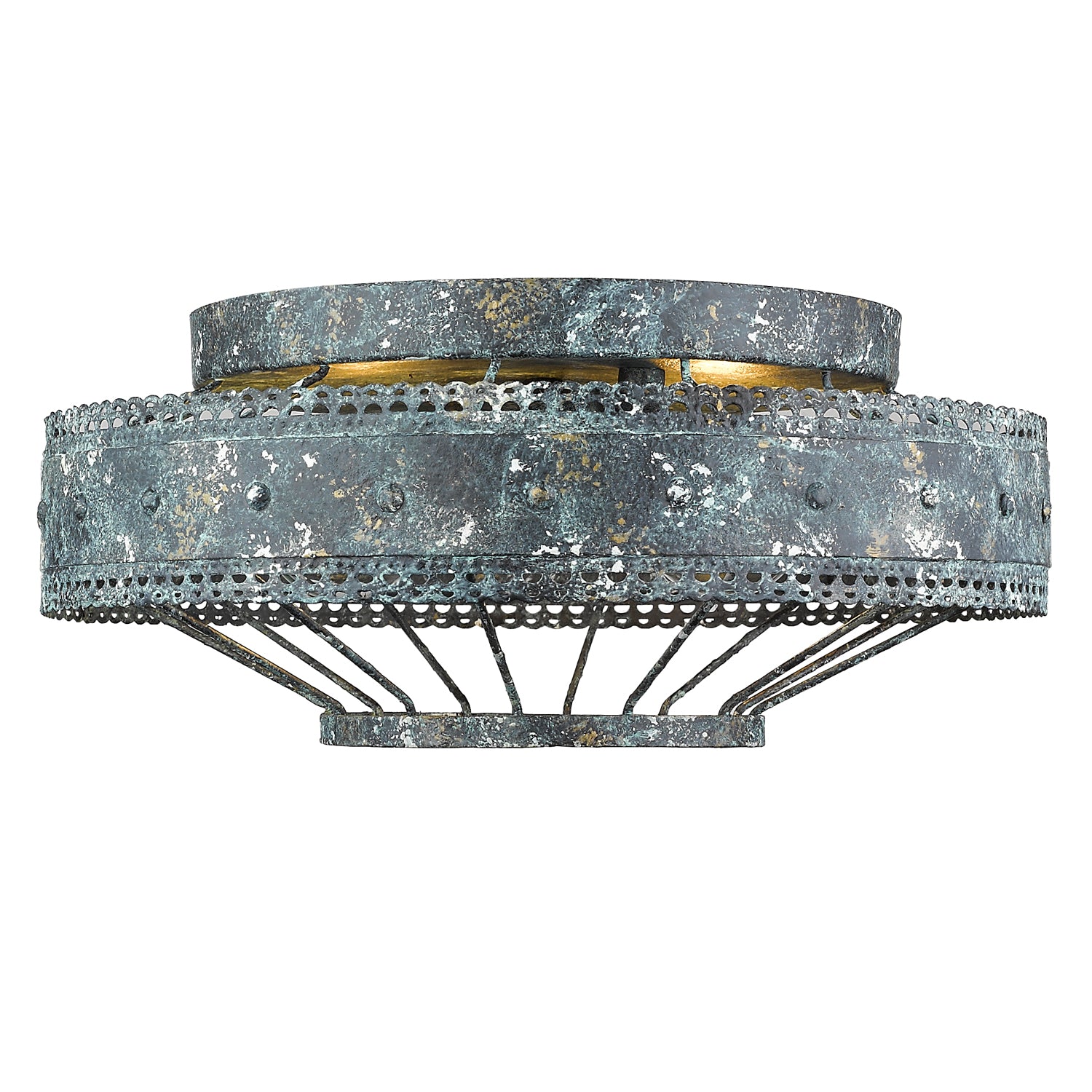 Ferris 2-light Flush Mount in Blue Verde Patina