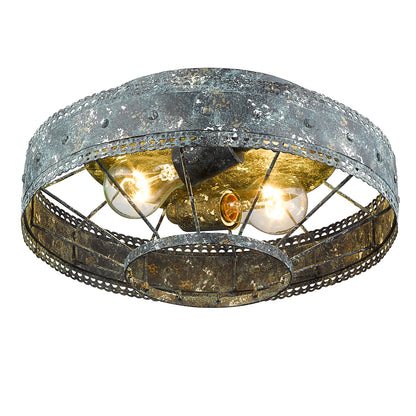 Ferris 2-light Flush Mount in Blue Verde Patina