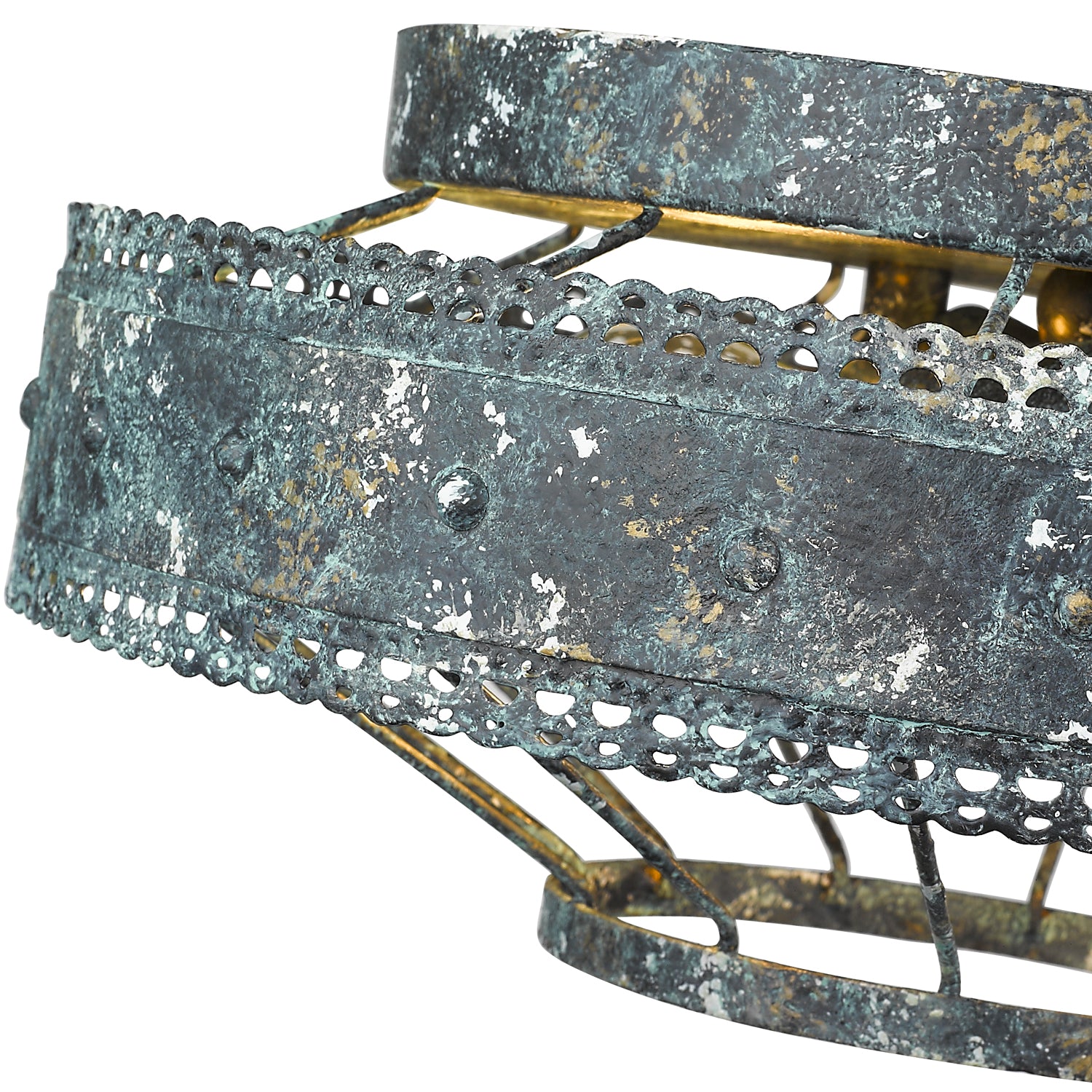 Ferris 2-light Flush Mount in Blue Verde Patina