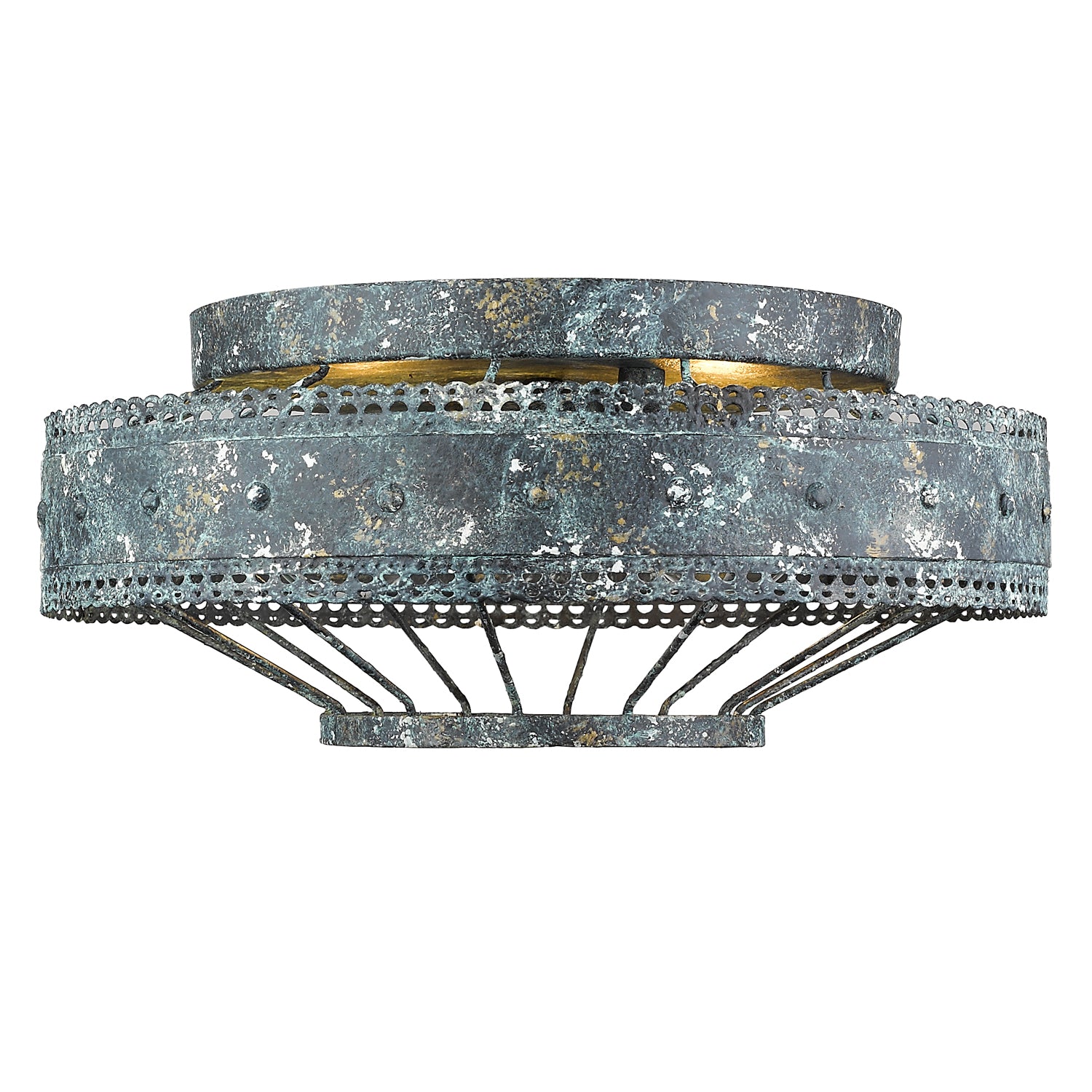 Ferris Flush Mount in Blue Verde Patina - - Golden Lighting