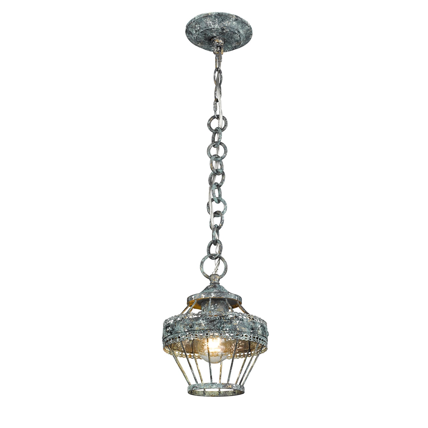 Ferris 1-light Pendant in Blue Verde Patina