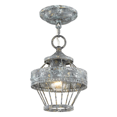 Ferris 1-light Pendant in Blue Verde Patina, side view - Golden Lighting