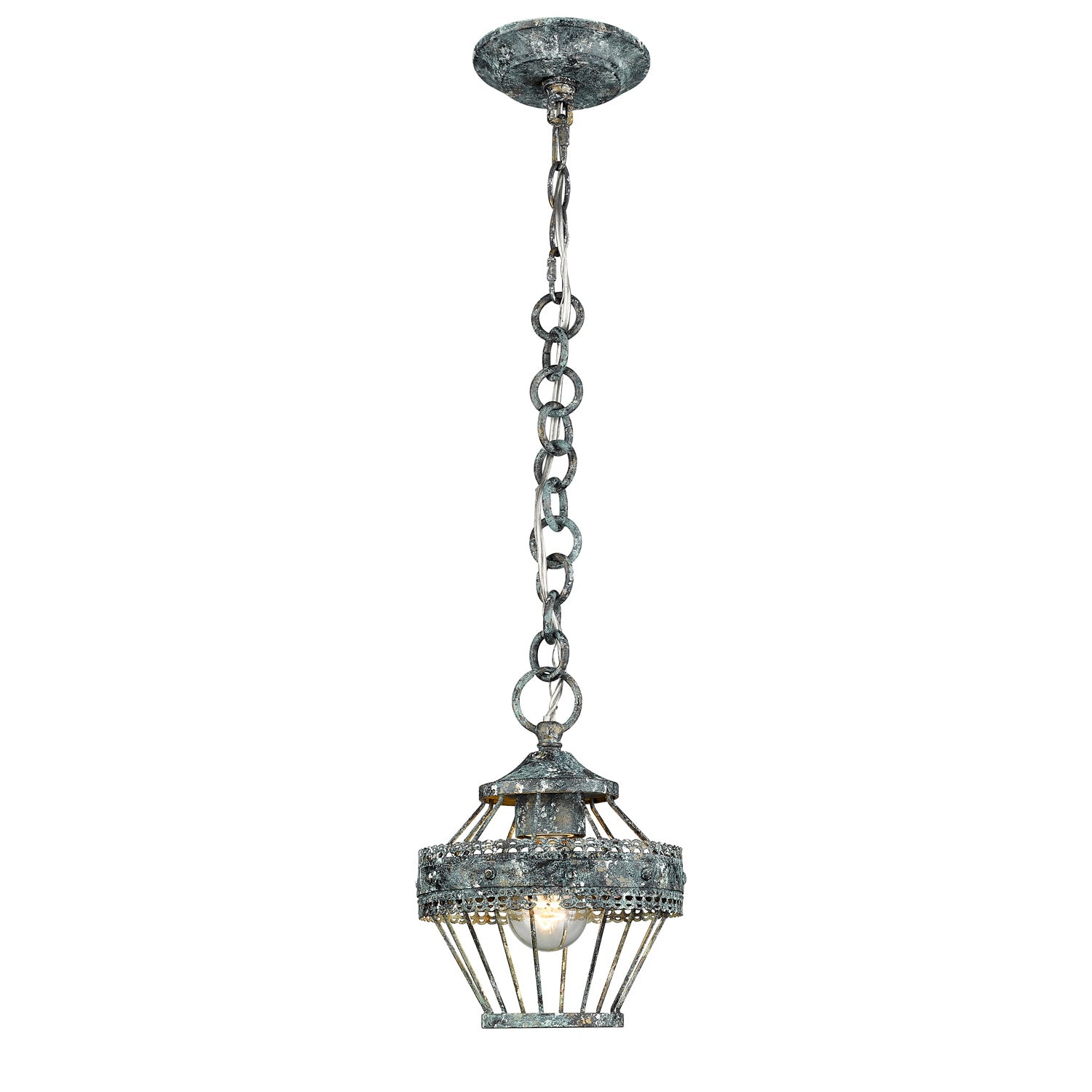 Ferris Mini Pendant in Blue Verde Patina - - Golden Lighting