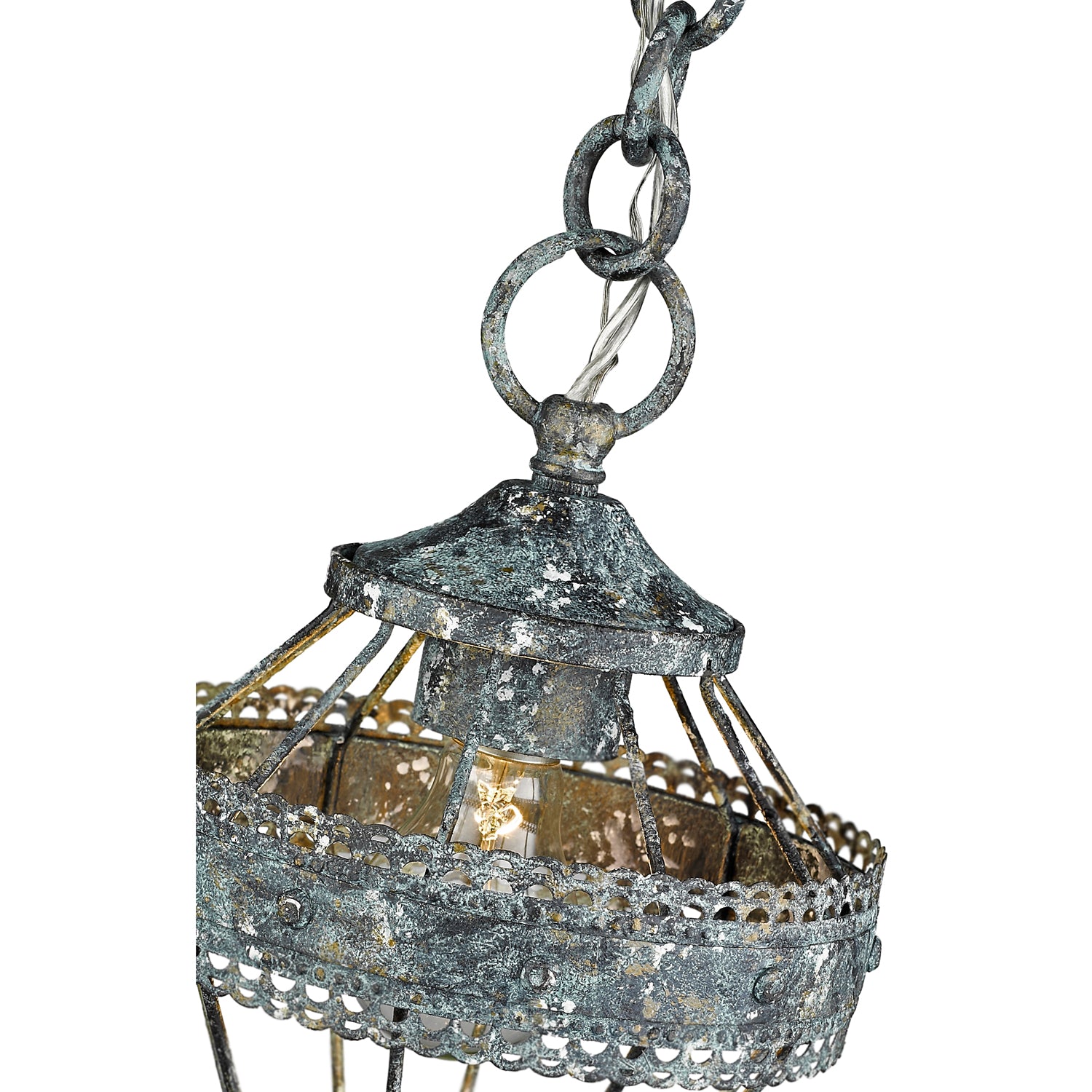 Ferris Mini Pendant in Blue Verde Patina - Blue Verde Patina / Blue Verde Patina / NA - Golden Lighting