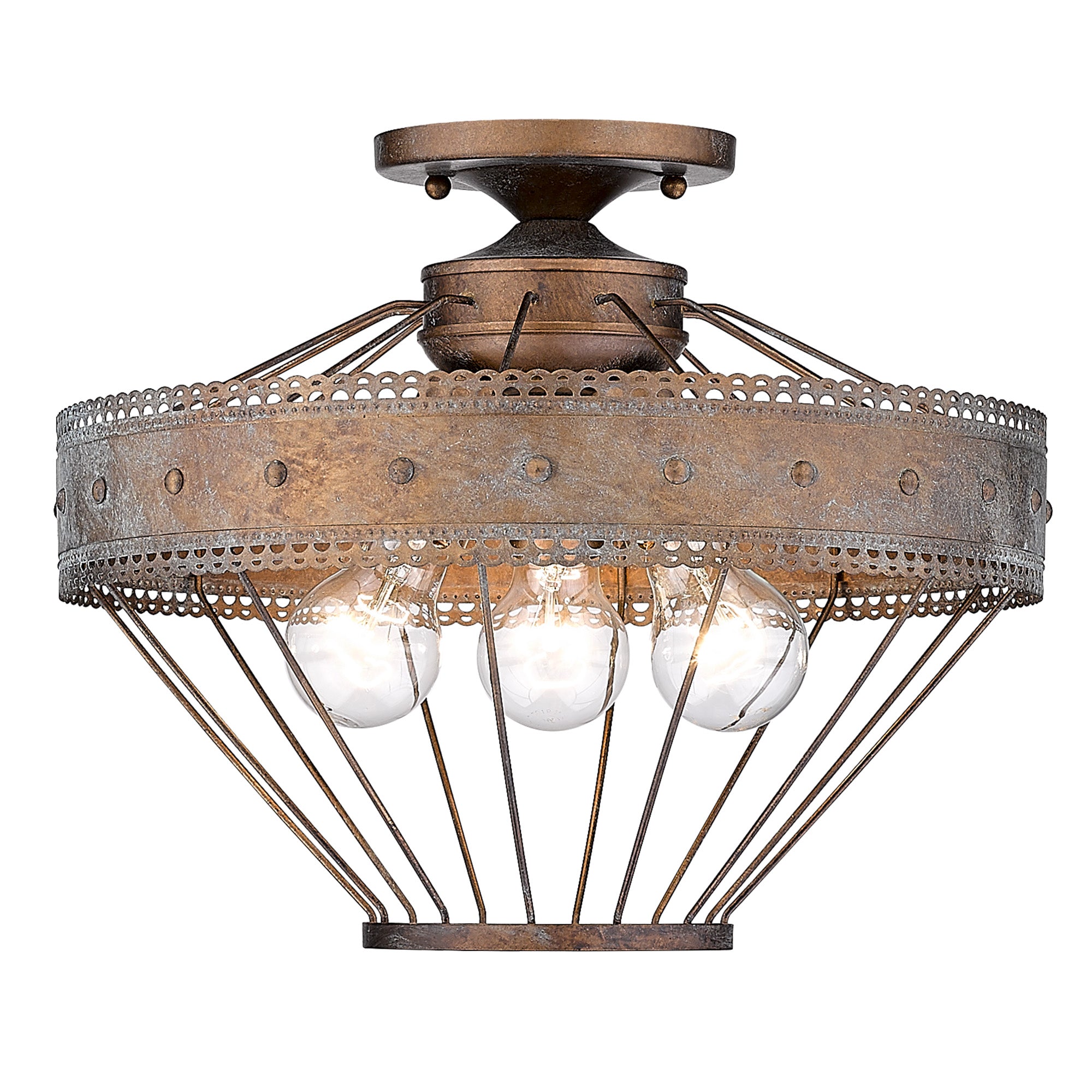 Ferris 3-light Semi-Flush Mount in Copper Patina