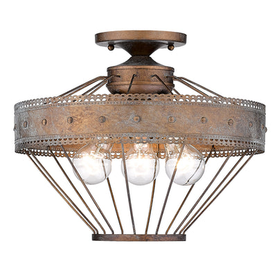 Ferris 3-light Semi-Flush Mount in Copper Patina