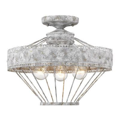Ferris 3-light Semi-Flush Mount in Oyster - Golden Lighting
