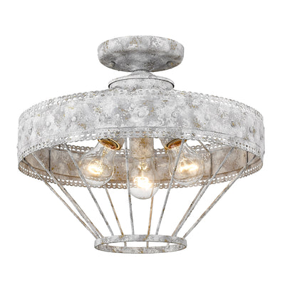 Ferris 3-light Semi-Flush Mount in Oyster - Golden Lighting