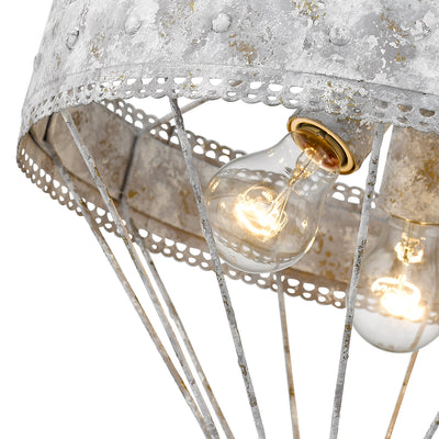 Ferris 3-light Semi-Flush Mount in Oyster, detail close-up - Golden Lighting