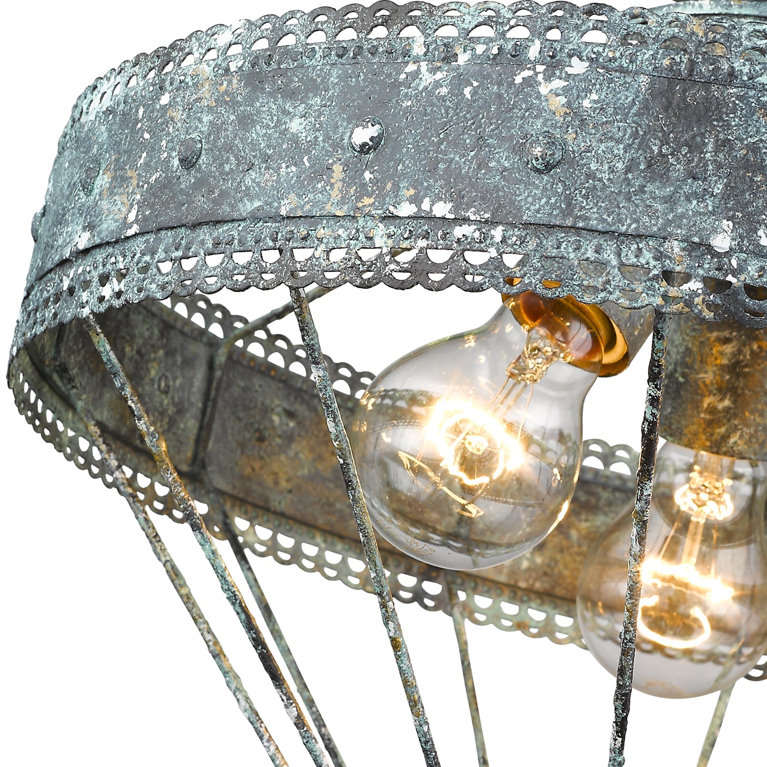 Ferris 3-light Semi-Flush Mount in Blue Verde Patina