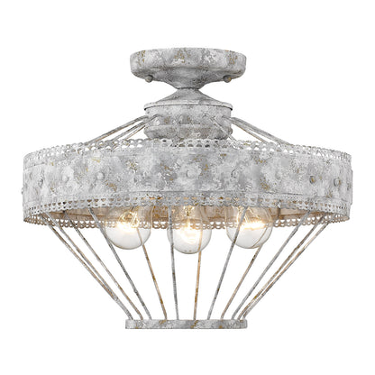 Wry Lighting Ferris 3-light Semi-Flush Mount in Oyster - - Golden Lighting