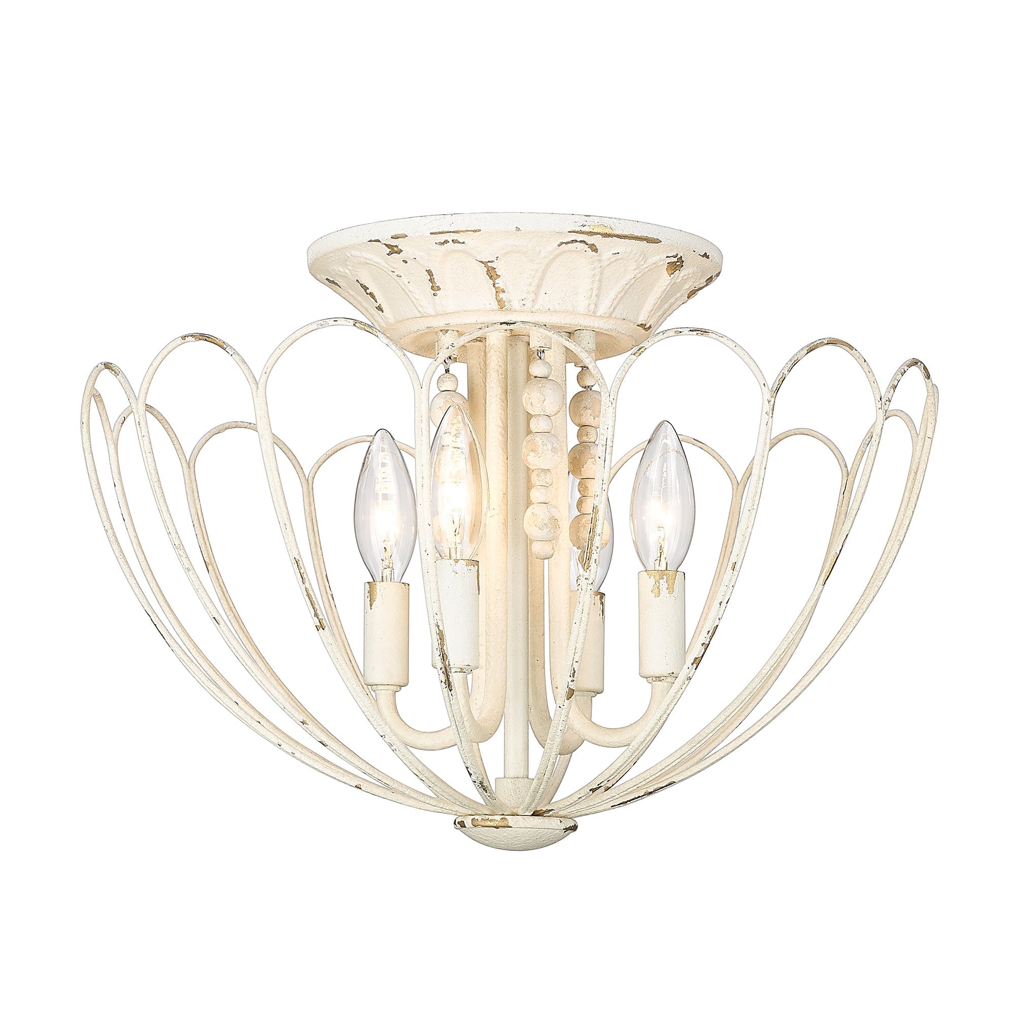 Marguerite 4-light Semi-Flush Mount in Vintage Parisian White - - Golden Lighting