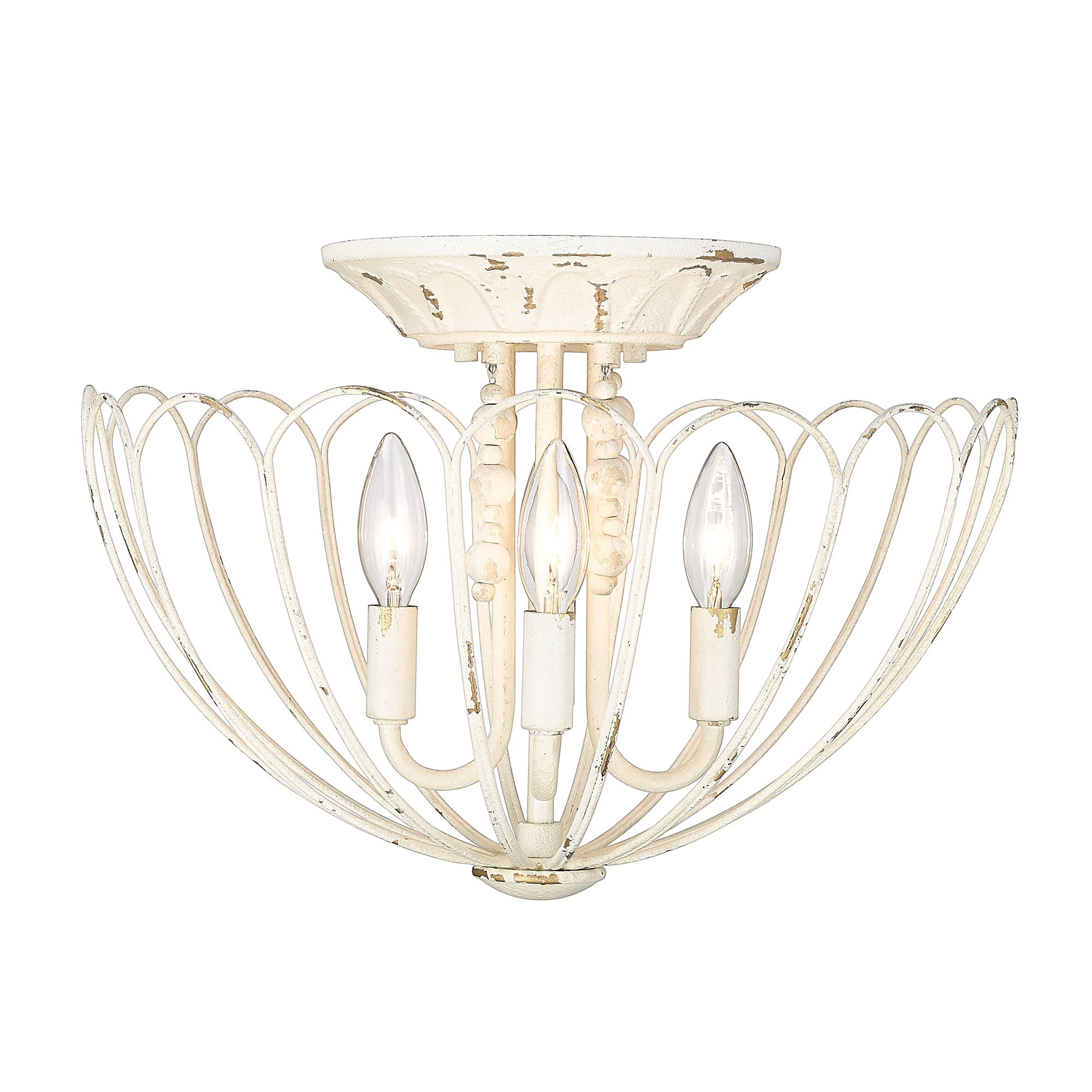 Marguerite 4 Light Semi-Flush in Vintage Parisian White - Vintage Parisian White / No Shade / NA - Golden Lighting