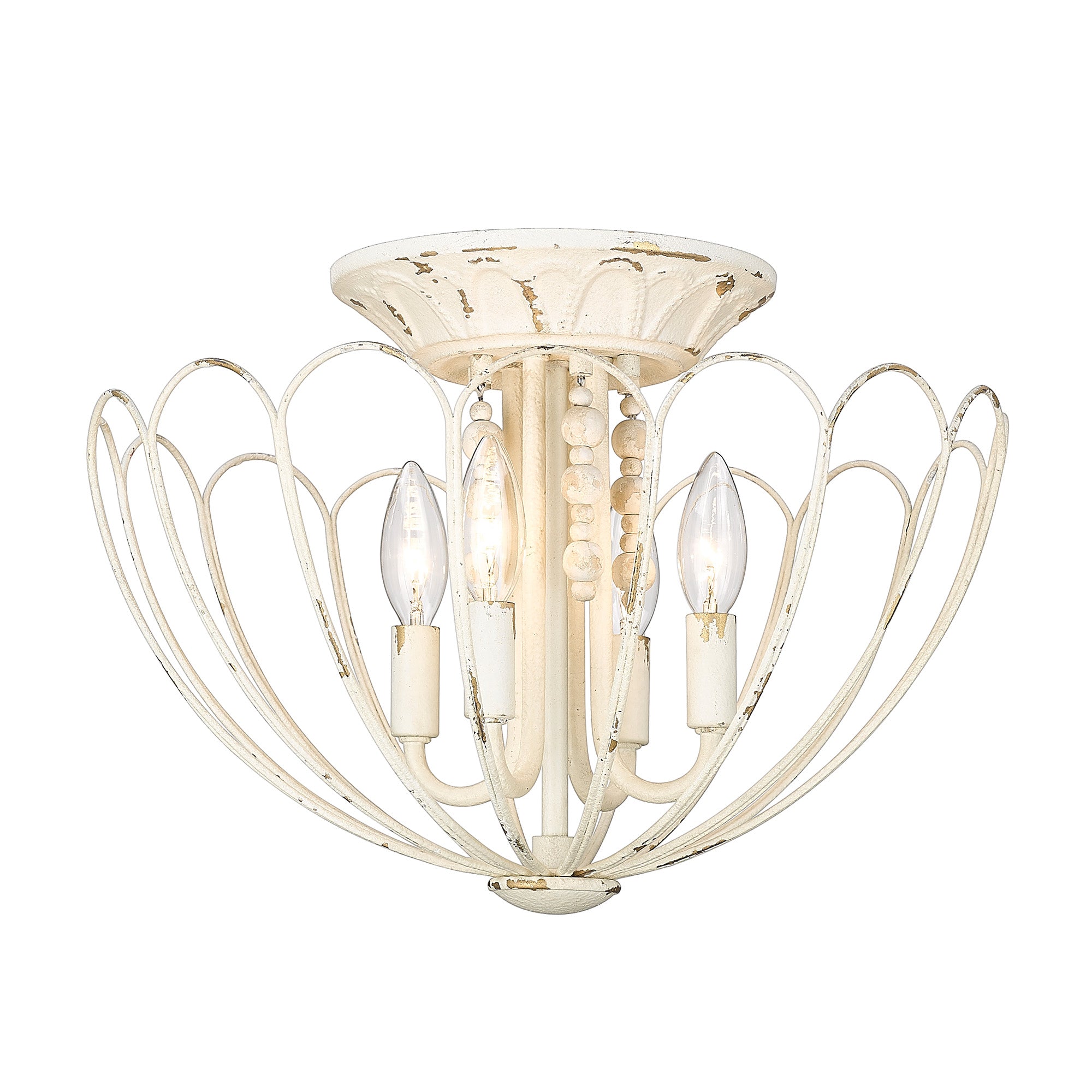 Marguerite 4 Light Semi-Flush in Vintage Parisian White - - Golden Lighting