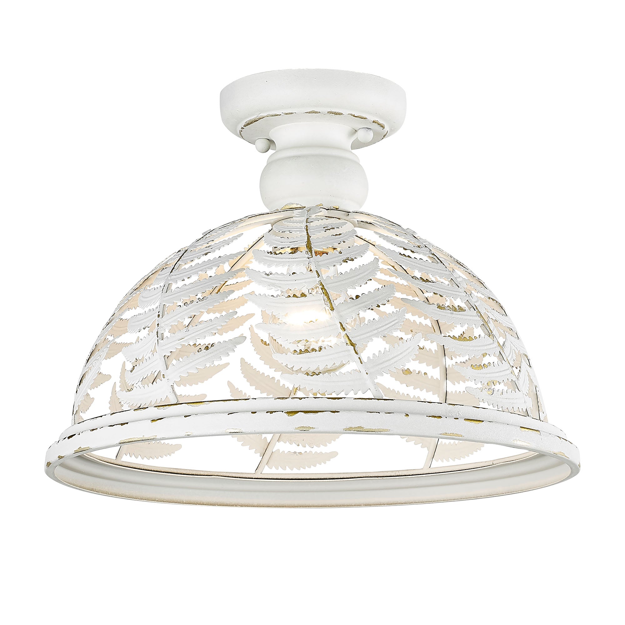 Annalin Semi-Flush in Vintage Decor White with Vintage Decor White Shade - - Golden Lighting