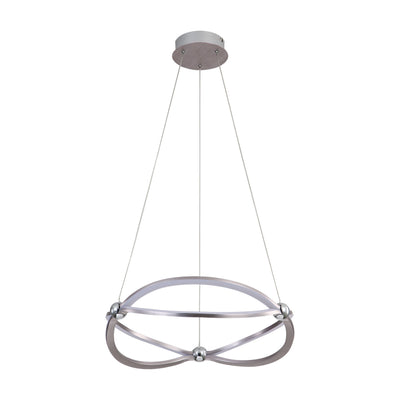 Spirale Integrated LED 19in Chandelier in Satin Nickel, side view - Golden Lighting