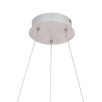 Spirale Integrated LED 19in Chandelier in Satin Nickel, canopy and backplate view - Golden Lighting