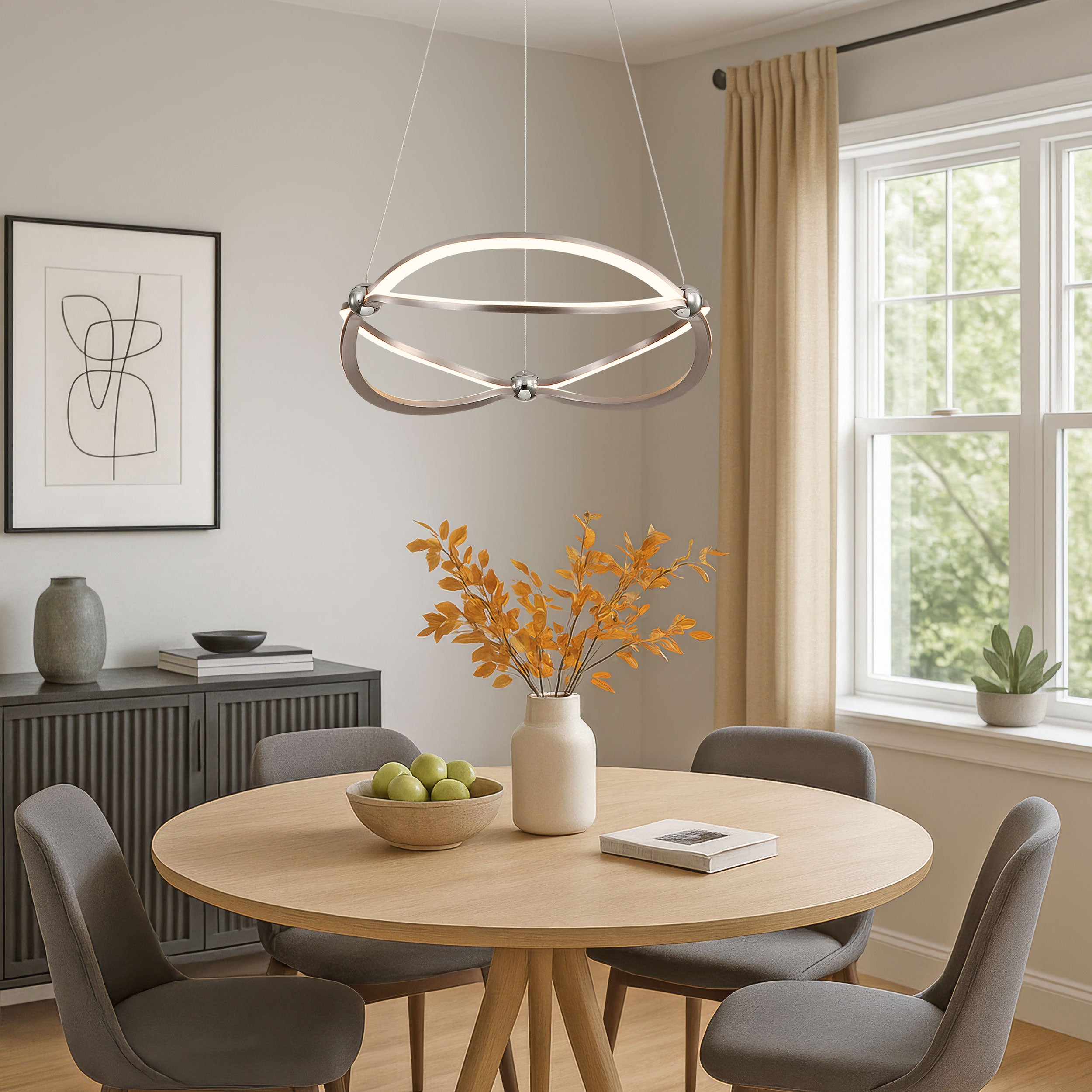 Spirale Integrated LED 19in Chandelier in Satin Nickel