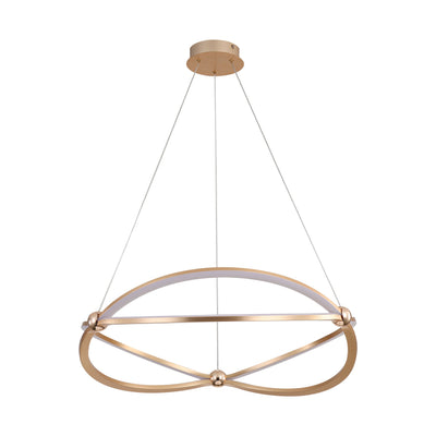 Spirale Integrated LED 24in Chandelier in Anodized Gold, side view - Golden Lighting