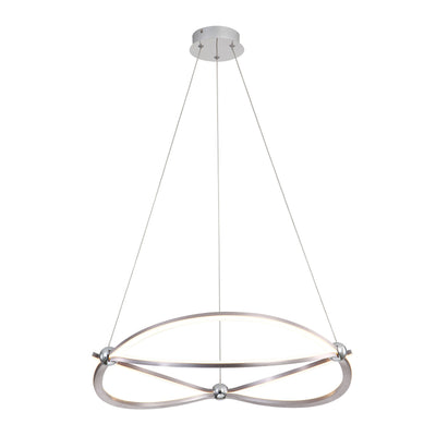 Spirale Integrated LED 24in Chandelier in Satin Nickel, side view - Golden Lighting
