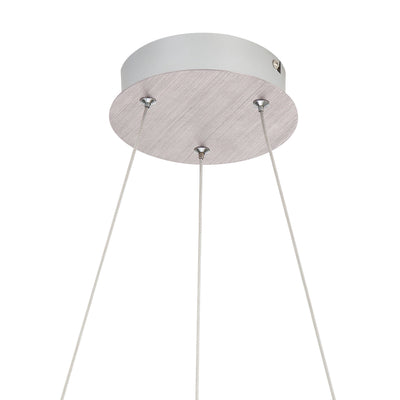 Spirale Integrated LED 24in Chandelier in Satin Nickel, canopy and backplate view - Golden Lighting