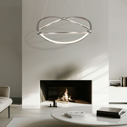 Spirale Integrated LED 24in Chandelier in Satin Nickel