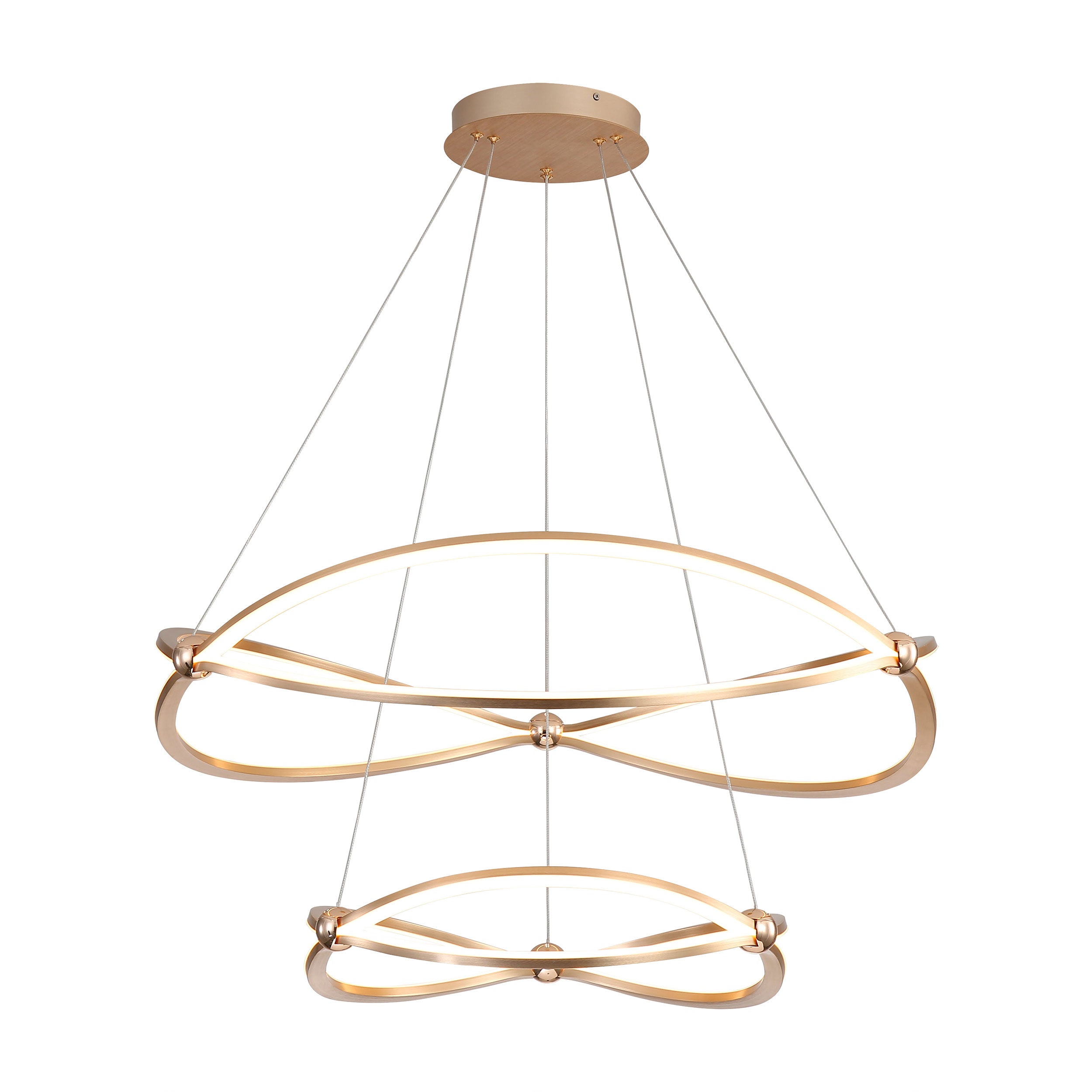 Spirale Integrated LED Two-Tier 32in Chandelier in Anodized Gold