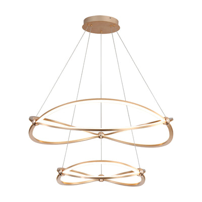 Spirale Integrated LED Two-Tier 32in Chandelier in Anodized Gold, alternate view - Golden Lighting