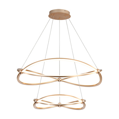 Spirale Integrated LED Two-Tier 32in Chandelier in Anodized Gold