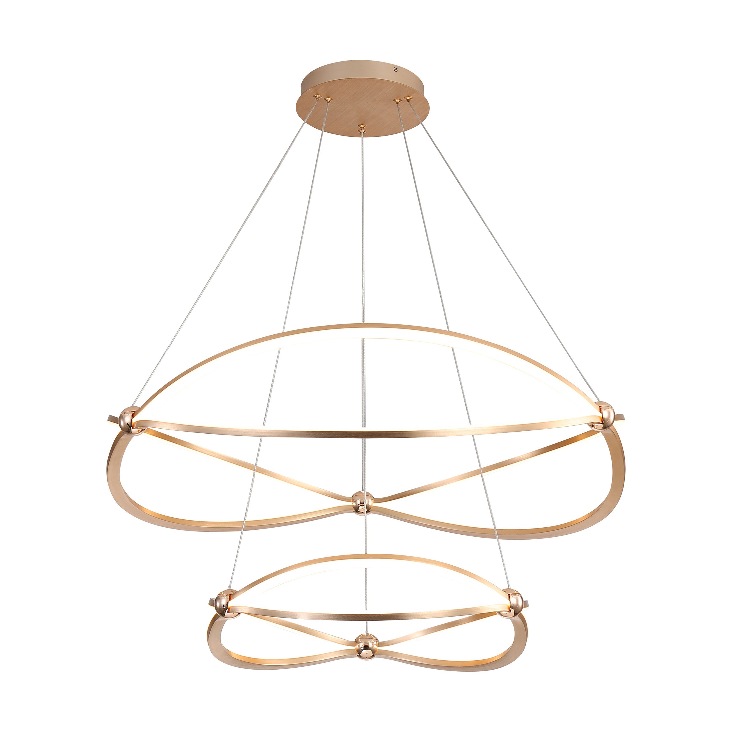 Spirale Integrated LED Two-Tier 32in Chandelier in Anodized Gold