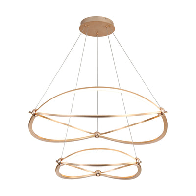 Spirale Integrated LED Two-Tier 32in Chandelier in Anodized Gold - Golden Lighting