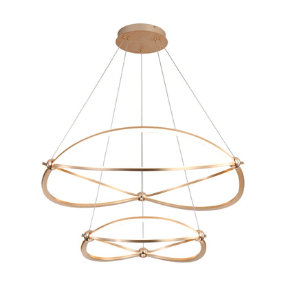 Spirale Integrated LED Two-Tier 32in Chandelier in Anodized Gold