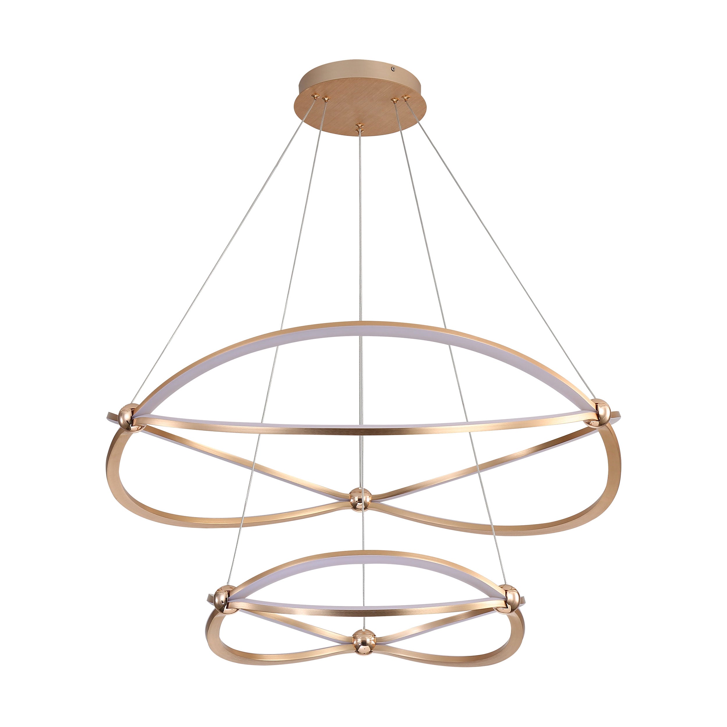 Spirale Integrated LED Two-Tier 32in Chandelier in Anodized Gold