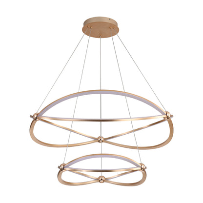 Spirale Integrated LED Two-Tier 32in Chandelier in Anodized Gold