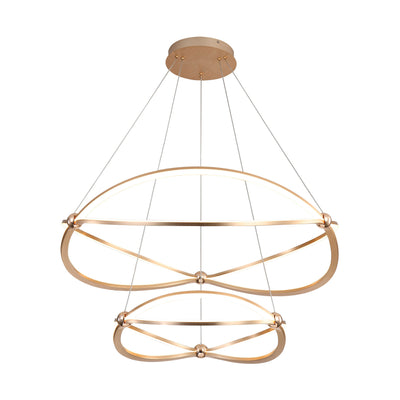 Spirale Integrated LED Two-Tier 32in Chandelier in Anodized Gold, alternate view - Golden Lighting