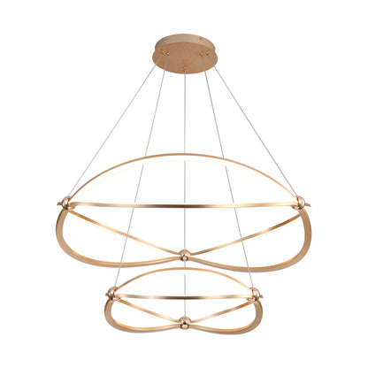 Spirale Integrated LED Two-Tier 32in Chandelier in Anodized Gold