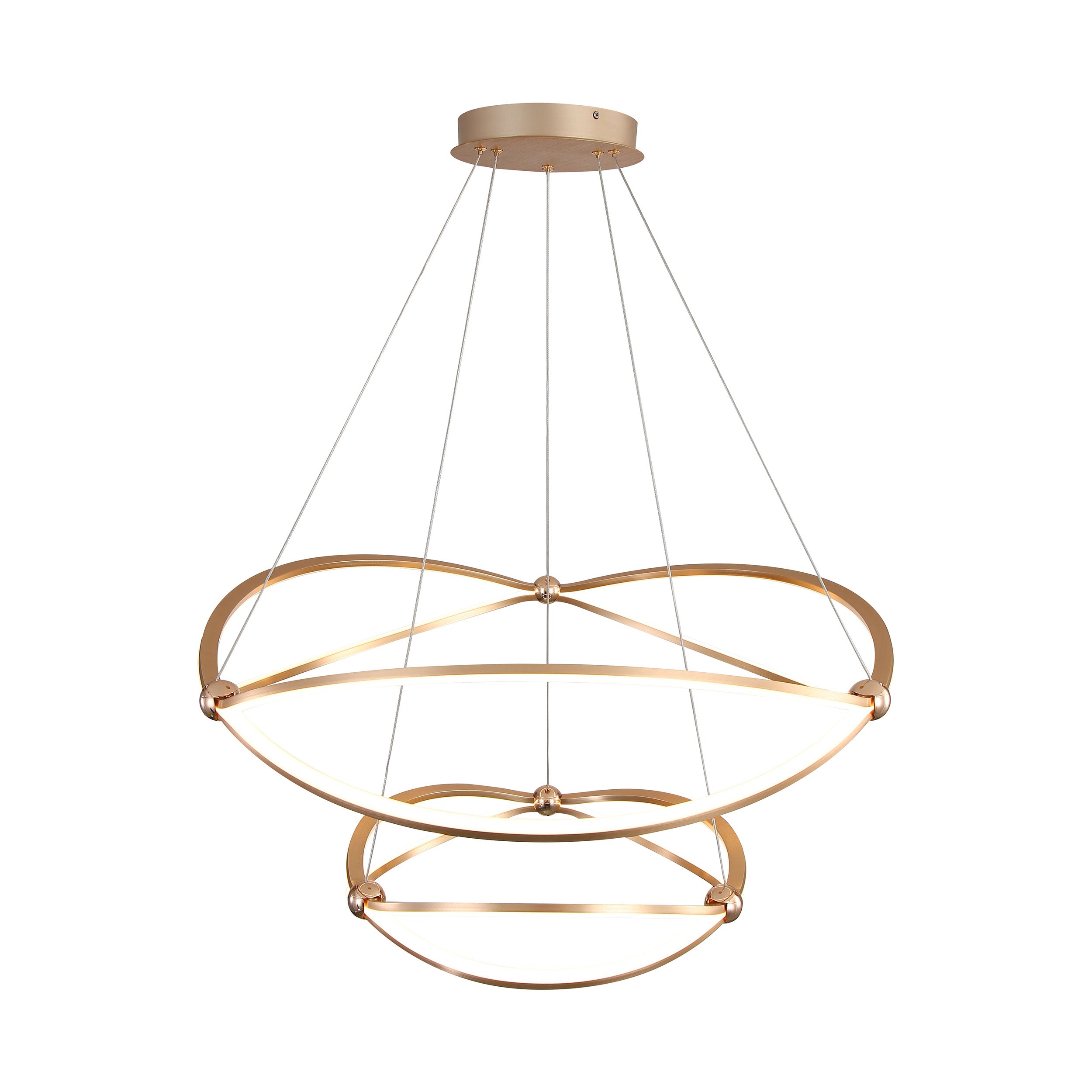 Spirale Integrated LED Two-Tier 32in Chandelier in Anodized Gold