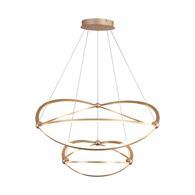 Spirale Integrated LED Two-Tier 32in Chandelier in Anodized Gold, alternate view - Golden Lighting