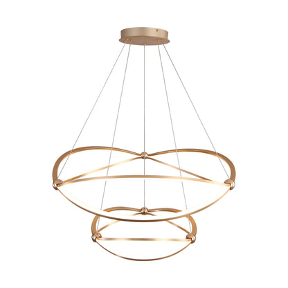 Spirale Integrated LED Two-Tier 32in Chandelier in Anodized Gold