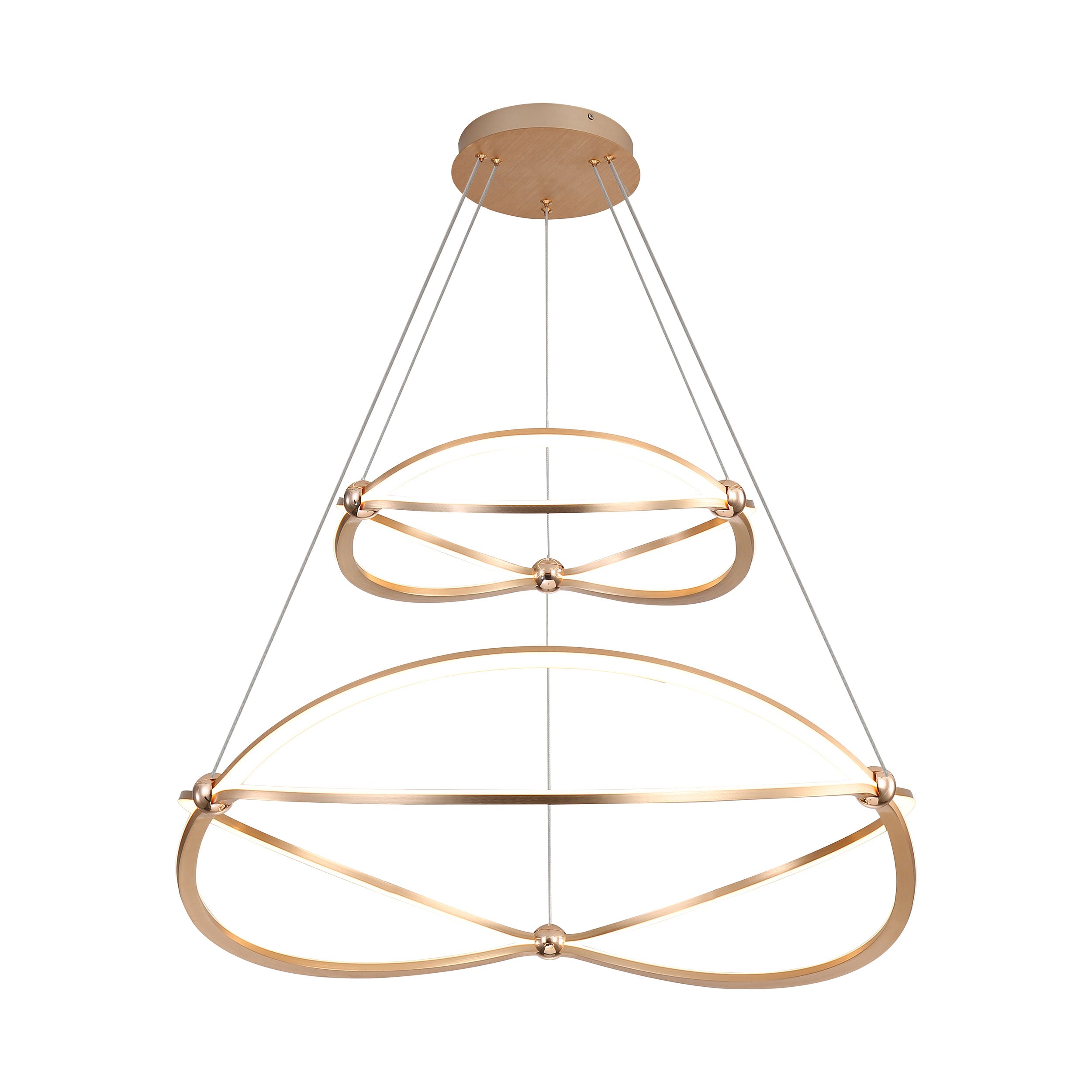 Spirale Integrated LED Two-Tier 32in Chandelier in Anodized Gold