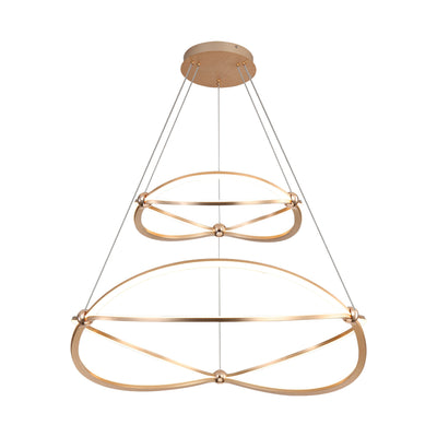 Spirale Integrated LED Two-Tier 32in Chandelier in Anodized Gold, alternate view - Golden Lighting