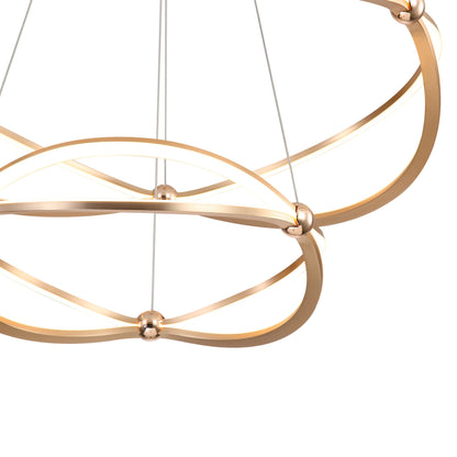 Spirale Integrated LED Two-Tier 32in Chandelier in Anodized Gold