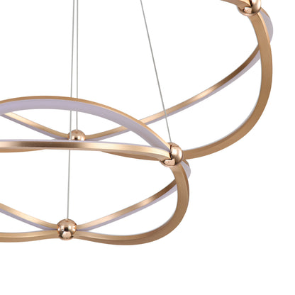 Spirale Integrated LED Two-Tier 32in Chandelier in Anodized Gold