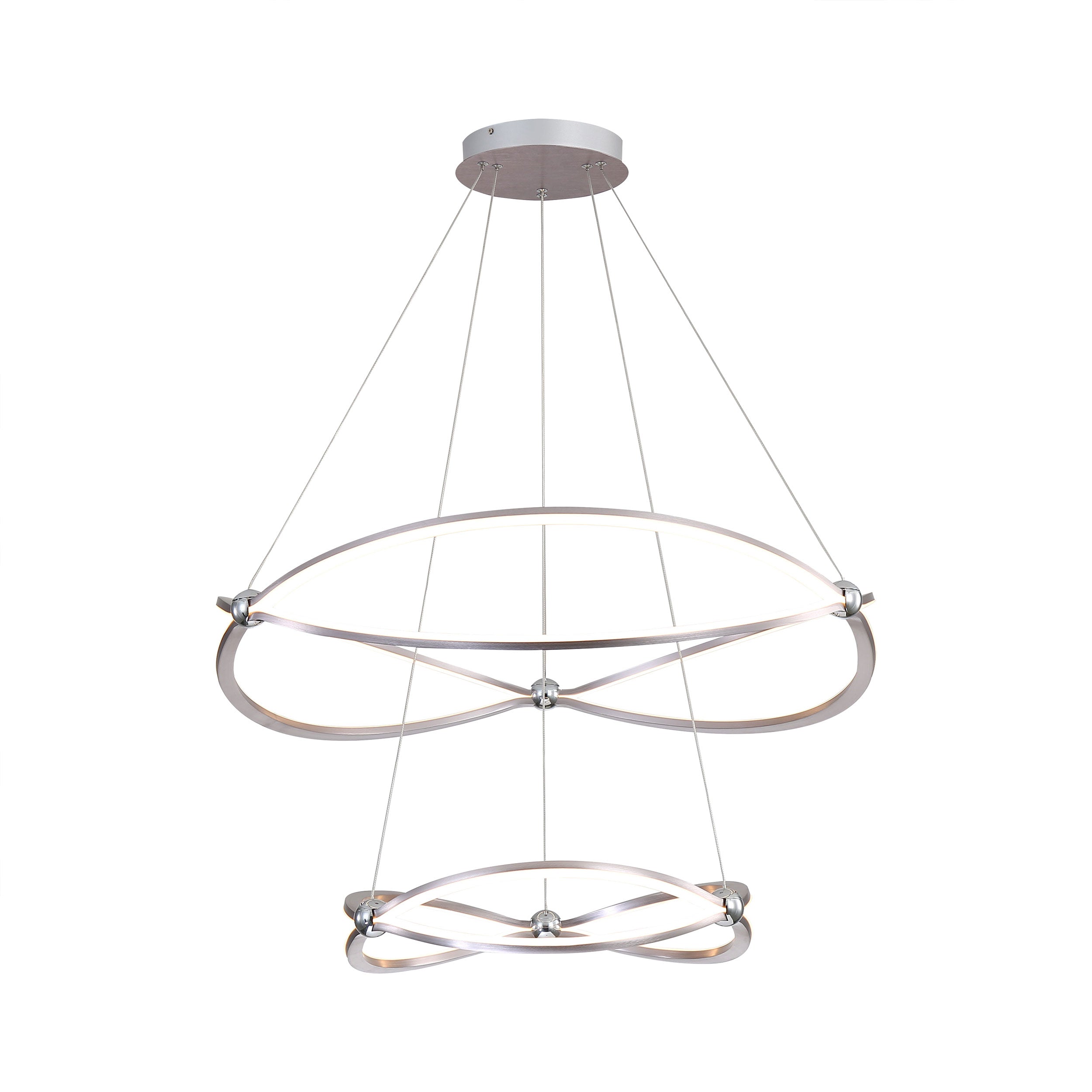 Spirale Integrated LED Two-tier 32in Chandelier in Satin Nickel
