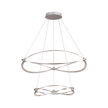 Spirale Integrated LED Two-tier 32in Chandelier in Satin Nickel