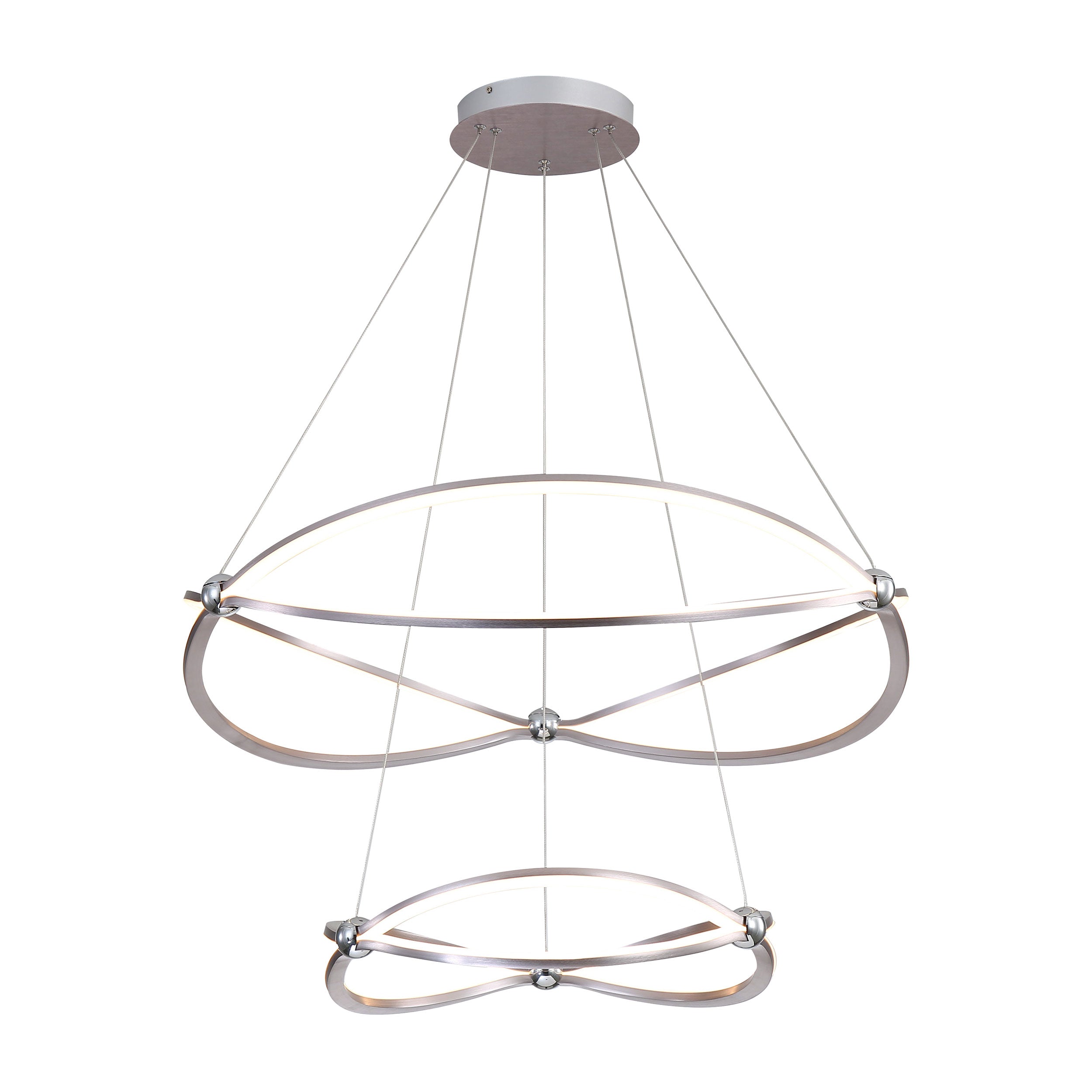 Spirale Integrated LED Two-tier 32in Chandelier in Satin Nickel