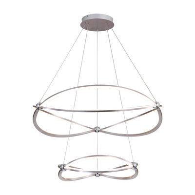 Spirale Integrated LED Two-tier 32in Chandelier in Satin Nickel - Golden Lighting