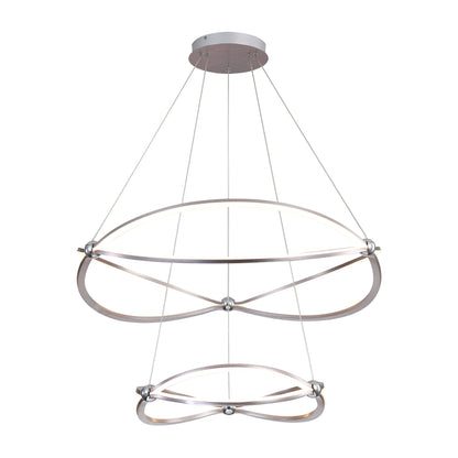 Spirale Integrated LED Two-tier 32in Chandelier in Satin Nickel