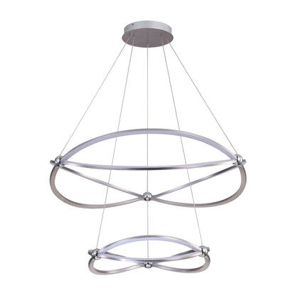 Spirale Integrated LED Two-tier 32in Chandelier in Satin Nickel